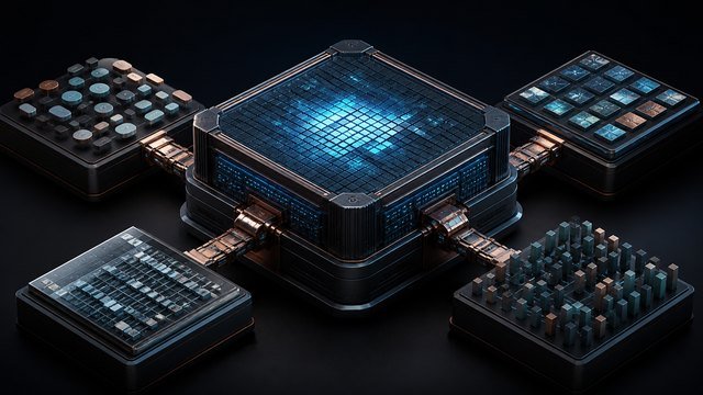 Base computacional reutilizável conectada a quatro módulos de adaptação distintos.